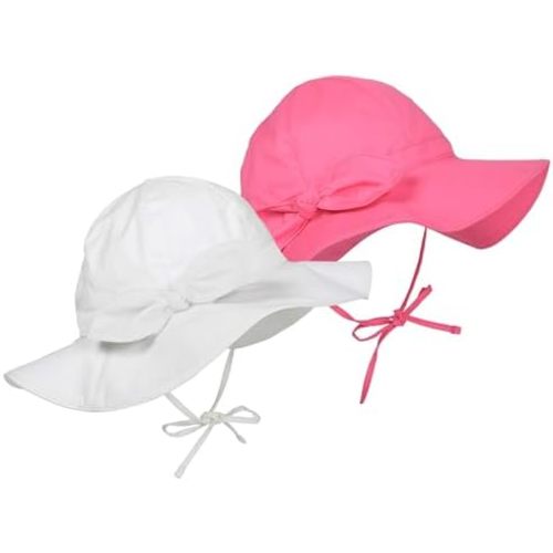 2 Pack Baby Sun Hat Newborn Sun Hat UPF 50+ Sun Protection Infant Sun Hat Wide Brim Baby Girl Cute Beach Hats for Baby