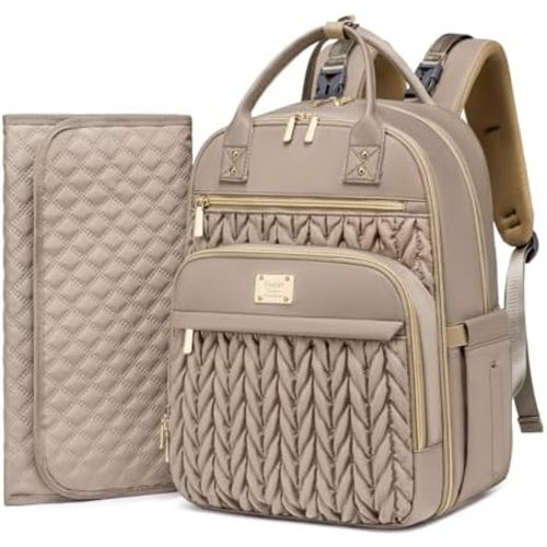 Diaper Bag Backpack,Stylish Baby Diaper Bag,Waterproof Travel Diaper Backpacks Baby Bags with Changing Pad,Stroller Straps,Insulated Pockets (Khaki)