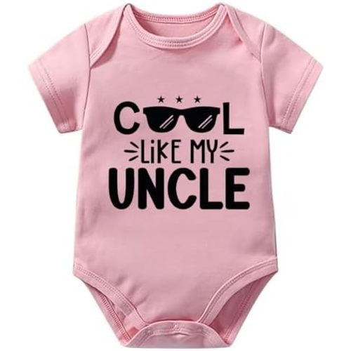 Cool Like My Uncle Newborn Boy Outfits Short Sleeve Baby Boy Romper White Baby Clothes