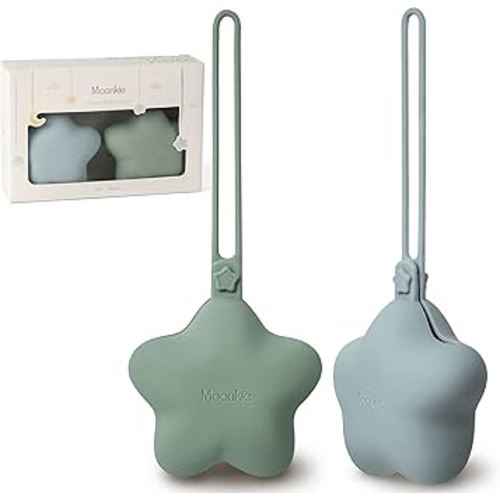 Moonkie Silicone Pacifier Holder Case, Cute Portable Pacifier Storage Case, 2 Pack