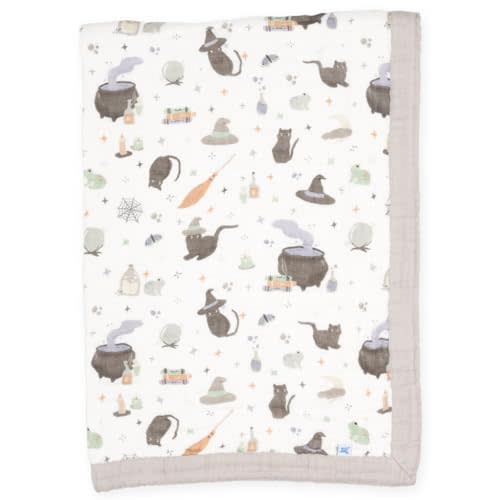 Little Unicorn New LU Cotton Muslin Baby Quilt - Cats and Cauldrons, 30x40'