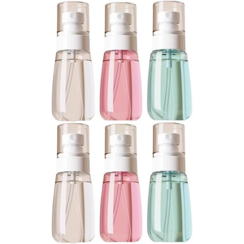 6 PCS Mini Spray Bottle, Small Spray Bottle 60ml, Travel Size Spray Bottles for Hair, Face and More, Leak Proof and Refillable, Transparent Blue, White and Pink
