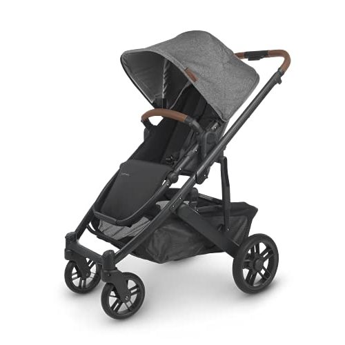 UPPAbaby Cruz V2 Stroller/Full-Featured Stroller with Travel System Capabilities/Toddler Seat, Bumper Bar, Bug Shield, Rain Shield Included/Greyson (Charcoal Mélange/Carbon Frame/Saddle Leather)