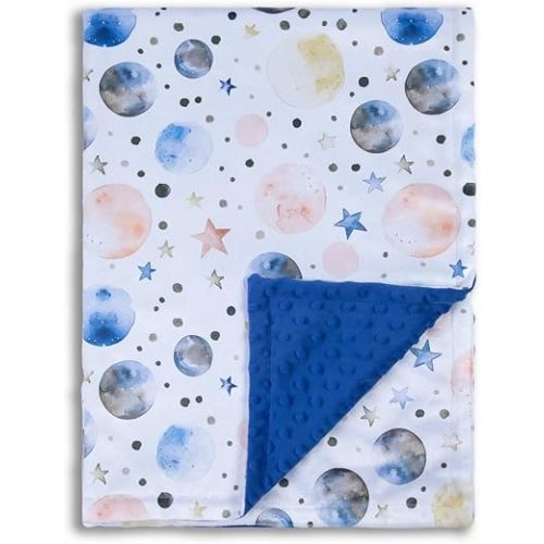 Baby Blankets for Unisex Boys Girls, Super Soft Nursery Minky Blankets, 30 x 40 inch Outer Space Printed Bed Throws Newborn (Color Planet)