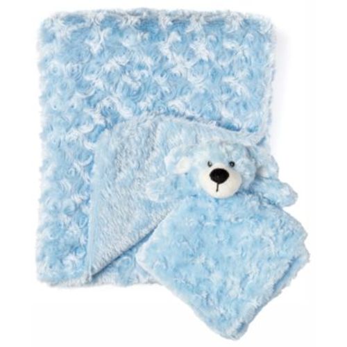 Baby Boys Curly Plush Blanket With Nunu, 2 Piece Set