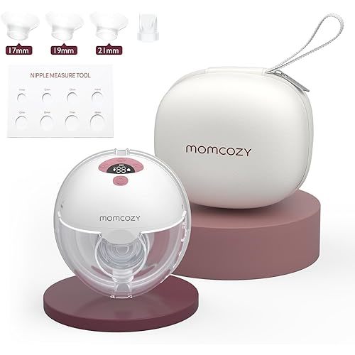 Momcozy M5 Hands-Free Wearable Breast Pump, Double-Sealed Flange for Baby-Like Comfort, 3 Modes & 9 Suction Levels, Portable Electric Pump – 24mm, 1 Pack Cozy Red