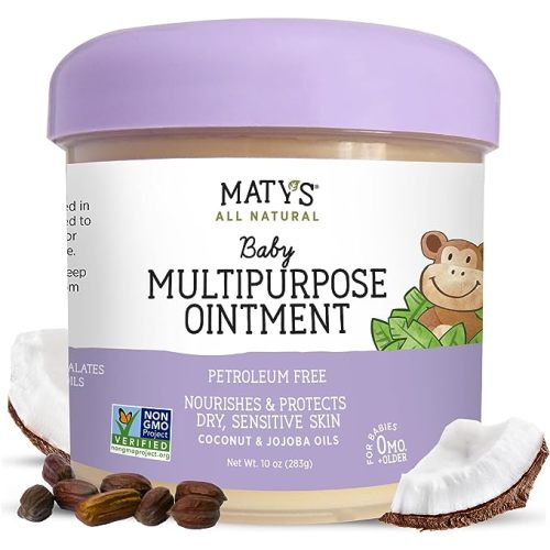 Matys Multipurpose Baby Ointment, All Over Gentle Skin Protection for Newborns & Up, Soothes Dry Irritated Skin, Diaper Area, Dry Scalp, Drool Irritation, Petroleum Free, Fragrance Free, 10 oz tub - 10 Ounce (Pack of 1)