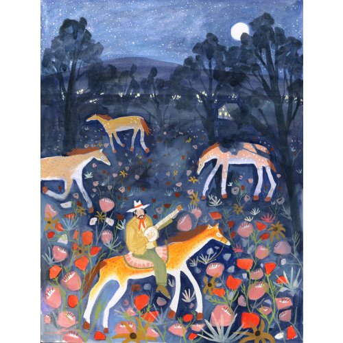 While everyone else was sleeping, he sang to the flowers, and to the stars — Giclée Print — Melissa Lakey