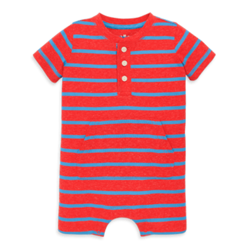 Baby Heathered Henley Shortie In Stripe, 0-3M