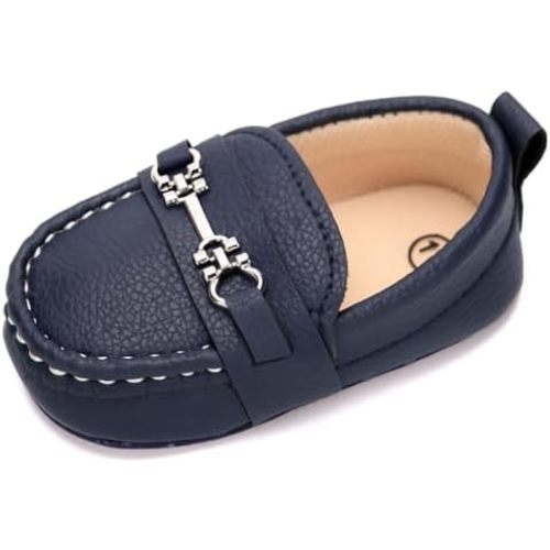 LONSOEN Baby Girls Boys Loafers Prewalker Dress Crib Shoes