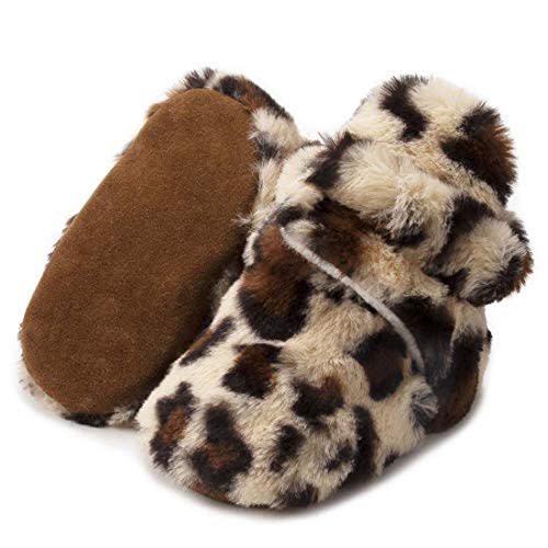 KIDSUN Infant Baby Boy Girl Cozy Fleece Bootie Newborn Stay On Slipper Winter Warm Gripper Non-Slip Crib Shoes
