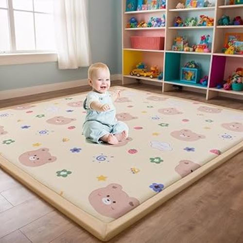 OKUYOSHI Baby Play Mat - 3CM Mellow Muscle Kids Memory Foam Tatami Mat, 150 * 200CM(Bear)