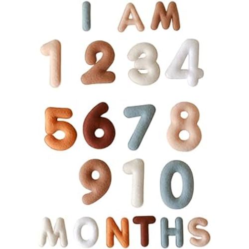 Lucy Darling Monthly Milestone Felt Numbers – Photo Prop Newborn Markers – Great Gift for Baby Shower – Age Display – Neutral