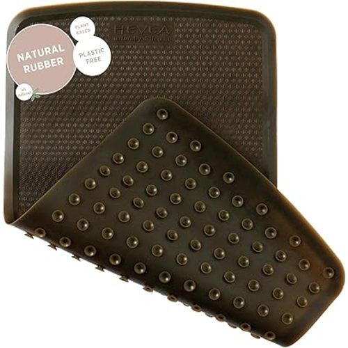 HEVEA Baby & Toddler Bath Mat - 100% Natural Rubber Non Slip Bathtub Mat for Baby - Upcycled, Danish Design - Safe & Sustainable Bathroom Essential (Charcoal Black)