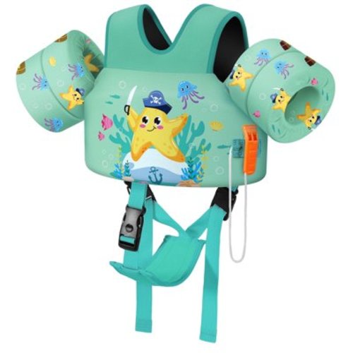 MoKo Kids Floaties Swim Vest for 13-30lbs/30-70lbs, Water Wing Arm Floaties Swimming Training Equipment, Indigo Starfish
