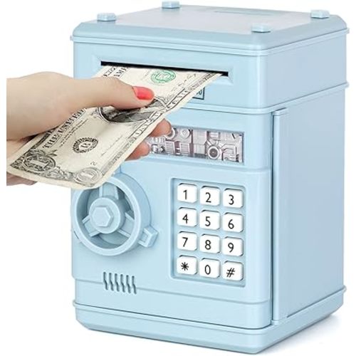 Refasy Piggy Bank Cash Coin Can ATM Bank Electronic Coin Money Bank for Kids Age 3-12, Money Savings Box Mini ATM Coin Bank Toys Gifts for 3 4 5 6 7 8 9 10 11 12 Year Old Boys Girls