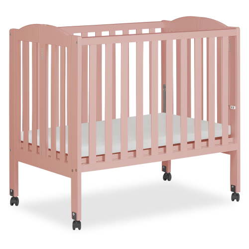 Dream On Me 2-in-1 Folding Portable Mini Crib, Dusty Pink