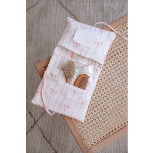 Baby Diaper Clutch - Pink Ribbon, Toiletry Bag, Small Diaper Bag, Organizing Pouch, Nappy Wallet, Baby Shower Gift, Wet Wipes Bag