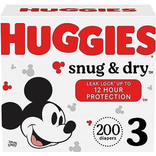 Huggies Snug & Dry Baby Diapers, Size 3 (16-28 lbs), 200 Ct