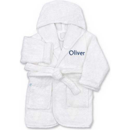 Personalized Bathrobe, Blue - Babyblooms Towels & Robes | Maisonette