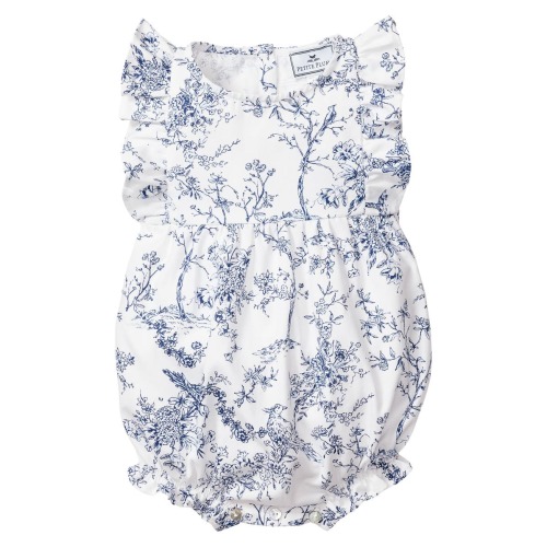 Timeless Toile Ruffle Trim Cotton Blend One-Piece Pajamas