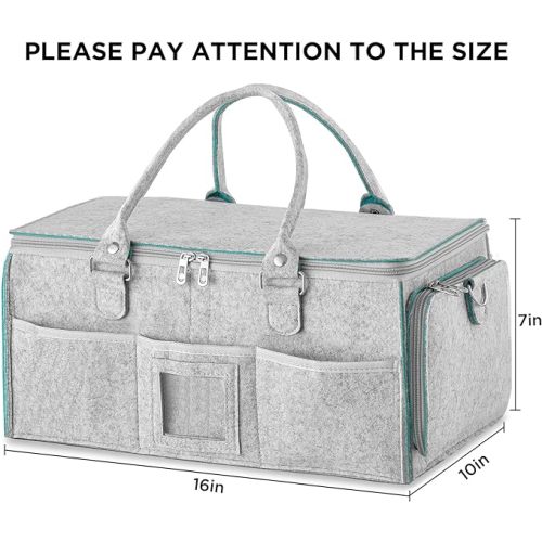 HBlife Baby Diaper Caddy Organizer, Nursery Storage Bin, 16" x 10" x 7" Large Portable Basket Shower Gift Newborn Essentials Baby Registry Must Haves Items-Green - Grey/Green-Large