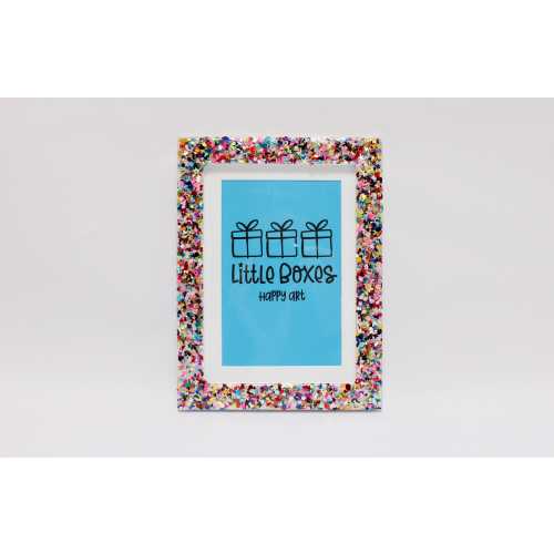 Multi-color Glitter Celebration Frame! Bright, sparkly and fun picture frame for a 5x7 or 4x6 photo
