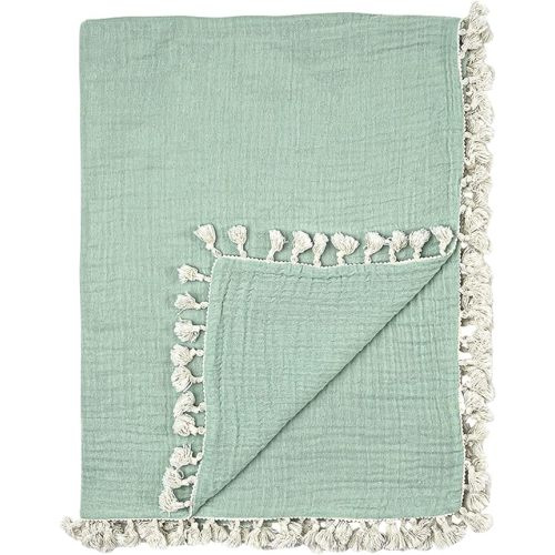 Crane Baby Muslin Swaddle Blanket, Soft Cotton Lightweight Nursery and Stroller Blanket for Baby Boys & Girls, Evergreen, 30" x 40"