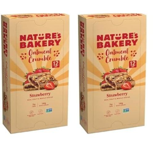 Nature’s Bakery Oatmeal Crumble Bars, Strawberry, Real Fruit, Vegan, Non-GMO, Breakfast bar, 1 Box With 12 Twin Packs (12 Twin Packs) (Pack of 2)