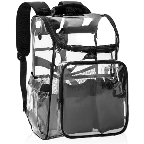 TORIBIO Diaper Bag Backpack, Clear Diaper Bag with Portable Changing Pad, Multifunction Large Travel Mom Backpack with Stroller Straps, Black