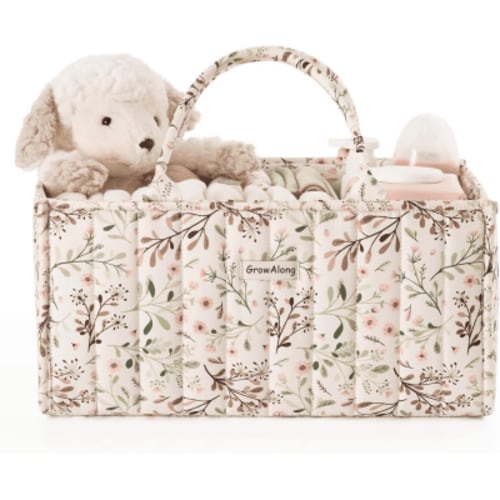 GrowAlong Floral Diaper Caddy Organizer, Cotton Baby Basket, Gift for Baby Shower, Newborn Essentials, Pastoral Daisy