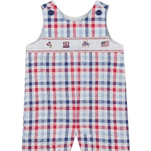 Good Lad Newborn/Infant Boys July 4th Smocked Shortall
