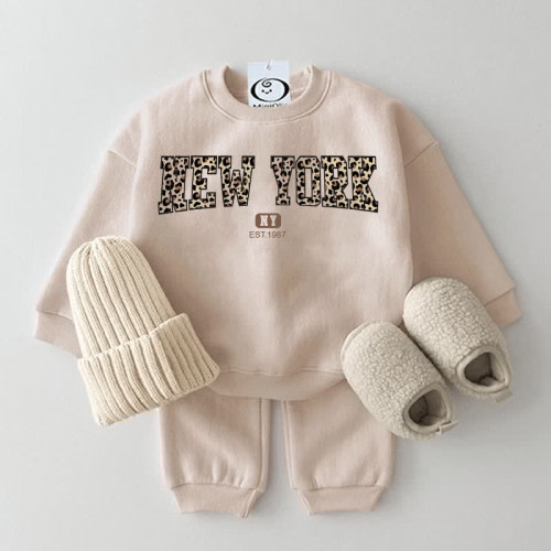 NEW YORK Baby Beige Sweatshirt 2-piece Set