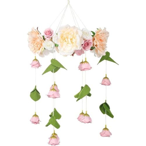Wenqik Baby Crib Mobile for Nursery Decoration Green Leaf Flower Dragon Mobile for Crib Mobile Forest Green Forest Nursery Decor Nursery Baby Shower Gift for Boys and Girls (Flower)