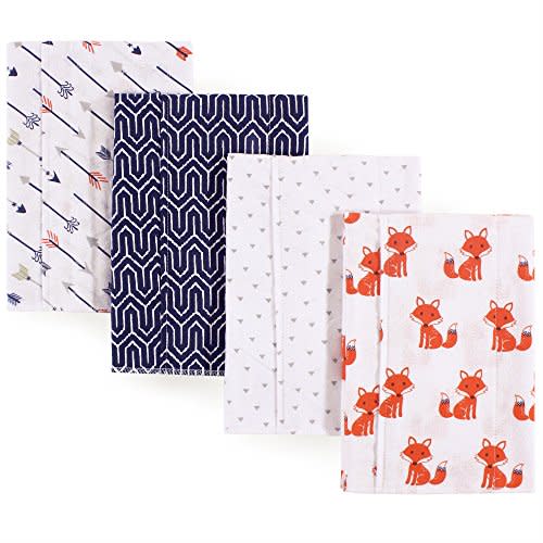 Hudson Baby Unisex Baby Cotton Flannel Burp Cloths, Foxes, One Size
