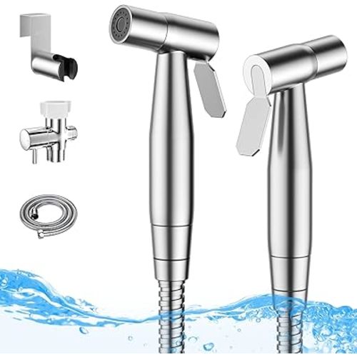Arofa Handheld Bidet Sprayer for Toilet - 2 Pack Bidets Faucet for Existing Toilets Cloth Diaper Jet Sprayer, Stainless Steel Muslim Shower with Bidet Hose for Feminine Wash