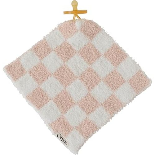 Orelle Baby Checkered Pacifier Lovey Blanket | Soft Pacifier Holder | Plush Loveys for Babies | Crib Pacifier Catcher | Essential Pacifier Not Included | Pink