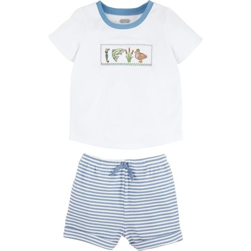 Mud Pie Children's Fishing Smocked Short Set; 12-18M