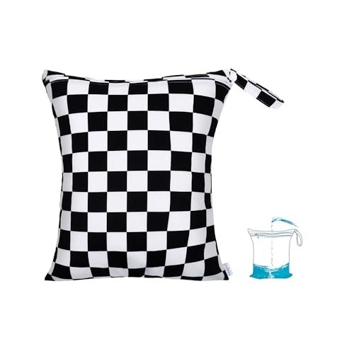 babygoal Waterproof Wet Dry Bag for Swimsuits,Travel, Food Storage, Stroller, Daycare, Baby Diapers, Yoga, Beach, Pool, Wet Clothes-Black Lattice
