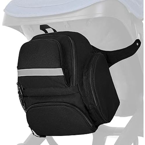 Stroller Storage Bag Compatible with Doona Infant Car Seat, Stroller Organizer with Detachable Shoulder Strap, Baby Diaper Backpack Easily Clip on the Stroller, Black