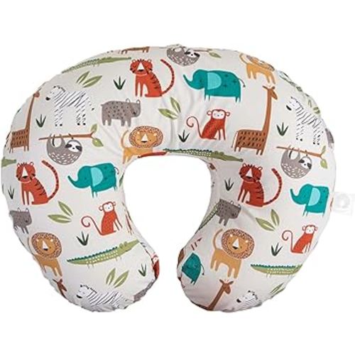 Boppy Original Nursing Pillow, Neutral Jungle Colors, Ergonomic Nursing Essentials for Bottle and Breastfeeding, Firm Fiber Fill, with Removable Pillow Cover, Machine Washable