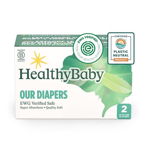 Our Diapers | EWG Verified Safe & Plant-Based Diapers | Leak Protection | Soft Organic Cotton Shell | Chlorine-Free Diaper for Sensitive Skin | Size 2 (12-18 lbs) 66 Count