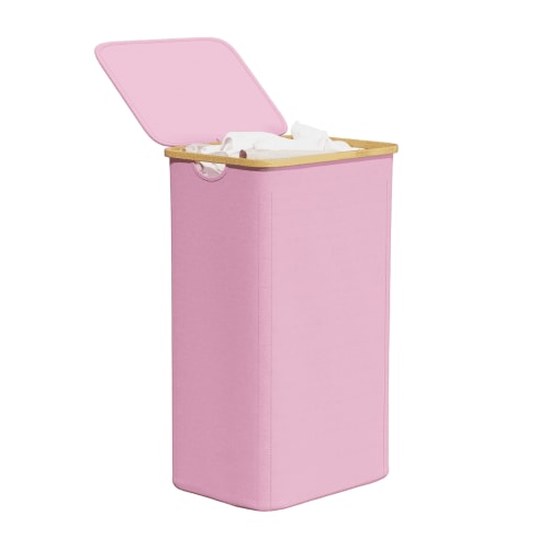 SpaceAid 110L Laundry Hamper with Lid, Large Tall Clothes Basket Bin, Pink