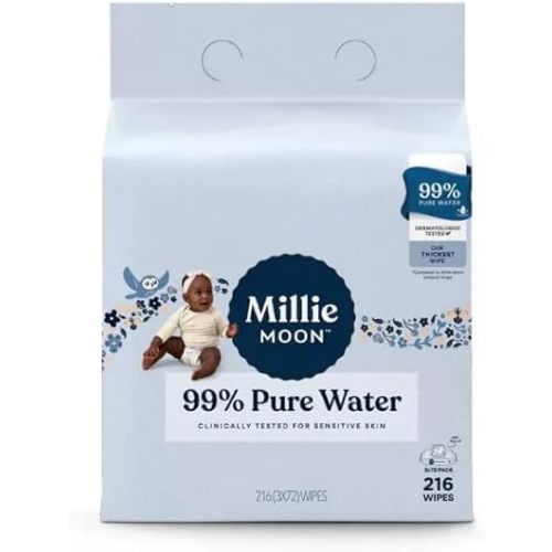 Millie Moon Baby Wipes, 99% Pure Water, 216 Count