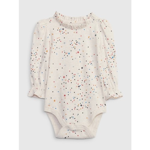 babyGap Mix and Match Ruffle Bodysuit in oatmeal heather beige, size: 0-3 M