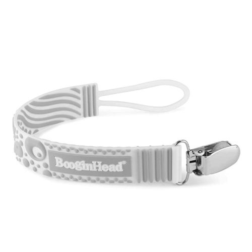 BooginHead Silicone Pacifier Clip Baby Pacifier Holder, Gray - Gray Bubbles
