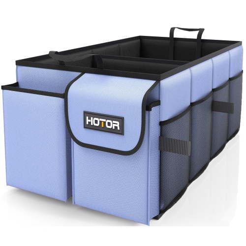 HOTOR Trunk Organizer for SUV - 2 Compartments & 6 Pockets Trunk Organizer for Car, Car Organizers and Storage, Blue