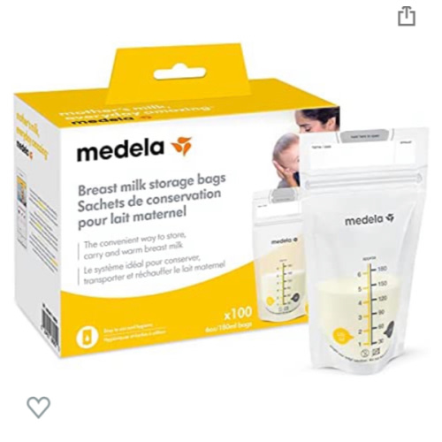 Medela Breast Milk Storage Bags, 100 Count, Ready to Use Breastmilk Bags for Breastfeeding, Self Standing Bag, Space Saving Flat Profile, Hygienically Pre-Sealed, 6 Ounce