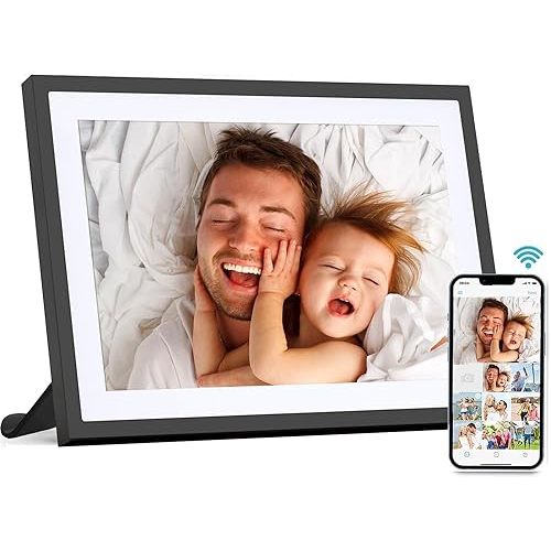 Digital Picture Frame 10.1 Inch WiFi Digital Photo Frame,1280 * 800 HD IPS Touch Screen Smart Cloud Photo Frame, to Share Photos Or Videos Remotely Via APP Email (Black and White)