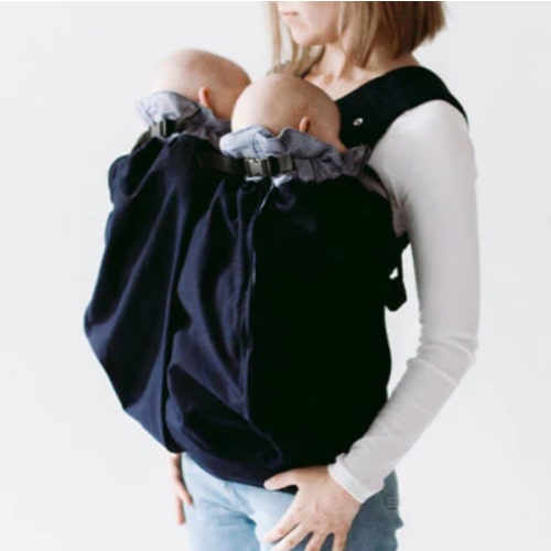 The Weego TWIN Baby Carrier - blue pepita